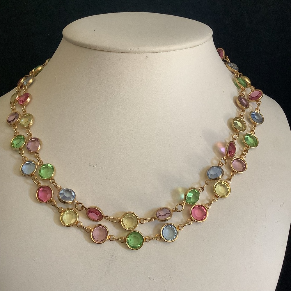 Vintage Austrian crystal bezel bead necklace.